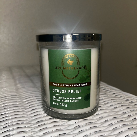 NWT Bath and Body Works Eucalyptus Spearmint Aromatherapy Stress Candle - Picture 2 of 3